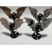 4 Pairs Demon And Angel Wing Carving With Stand Black Sun Stone India Moonstone