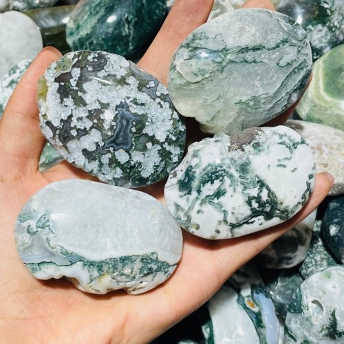 Moss Agate Palm Crystal Wholesale Closeout