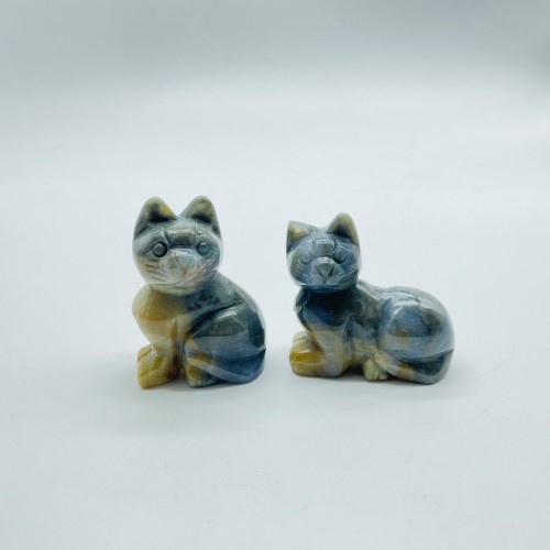 Moss Agate Cat Carving Wholesale