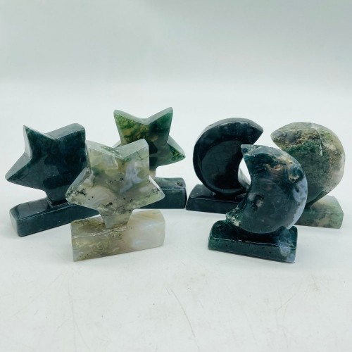 Moss Agate Stand Star&Moon Wholesale