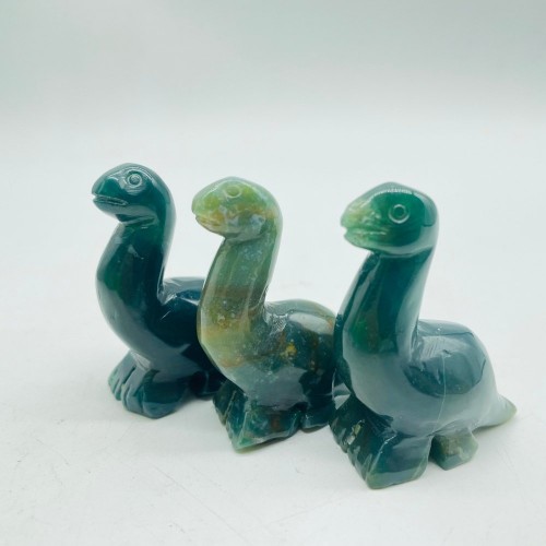 Moss Agate Dinosaur Carving Wholesale