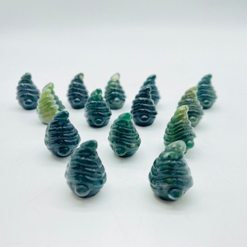 Moss Agate Goblin Hat Carving Crystal Wholesale