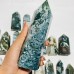 19 Pieces Fat Moss Agate Crystal Tower Points