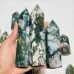 19 Pieces Fat Moss Agate Crystal Tower Points