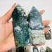 19 Pieces Fat Moss Agate Crystal Tower Points