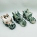 3 Pieces Moss Agate Dragon Head