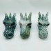 3 Pieces Beautiful Moss Agate Dragon Head