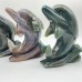 4 Pieces Moss Agate Dolphin Carving