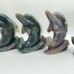 4 Pieces Moss Agate Dolphin Carving