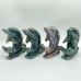 4 Pieces Moss Agate Dolphin Carving