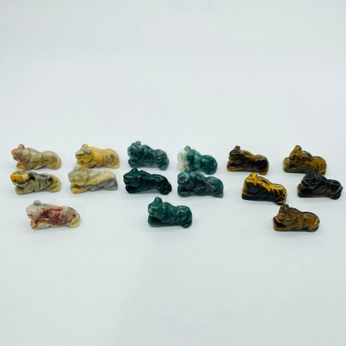 Panther Jaguar Carving Wholesale Moss Agate Tiger Eye Crazy Agate