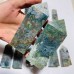 16 Pieces Moss Agate Four-Sided Tower Points