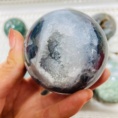 12 Pieces Geode Druzy Moss Agate Spheres