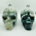 2 Pieces High Quality Large Druzy Moss Agate Skull Carving