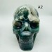 2 Pieces High Quality Large Druzy Moss Agate Skull Carving