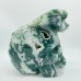 Large Moss Agate Flying Dragon Standing On Skull Carving