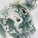 Large Moss Agate Flying Dragon Standing On Skull Carving