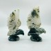 2 Pieces Moss Agate 1 Pair Eagle Carving