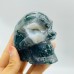 6 Pieces Beautiful Moss Agate Geode Druzy Skull