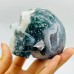 6 Pieces Beautiful Moss Agate Geode Druzy Skull