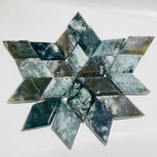 21 Pieces Large Moss Agate Rhombus Shaped