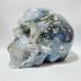 Large Geode Moss Agate Skull Carving