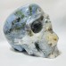 Large Geode Moss Agate Skull Carving