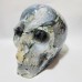 Large Geode Moss Agate Skull Carving