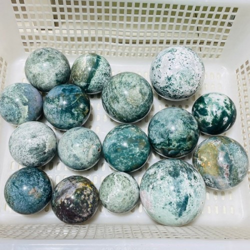 16 Pieces Moss Agate Spheres Clearance