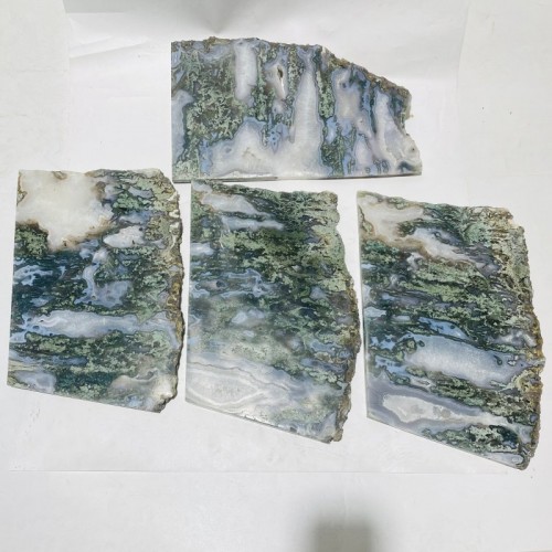 4 Pieces Large Moss Agate Slab 14.5in