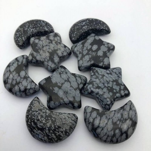 Snowflake Obsidian Shaped Stars&Moon Crystal Healing Stone