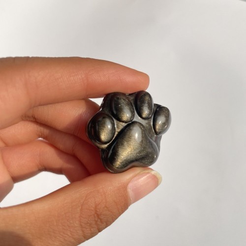 Gold Sheen Obsidian Cat Paws Carving Wholesale