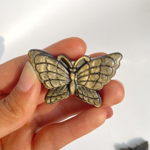 Gold Sheen Obsidian Butterfly Carving Wholesale