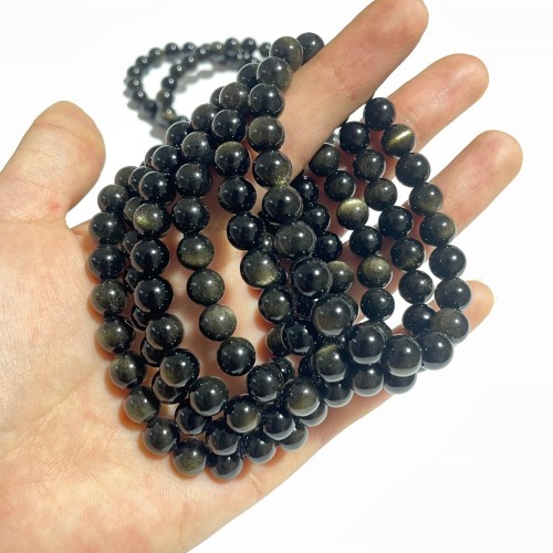 0.31in(8mm) Gold Sheen Obsidian Bracelet Wholesale