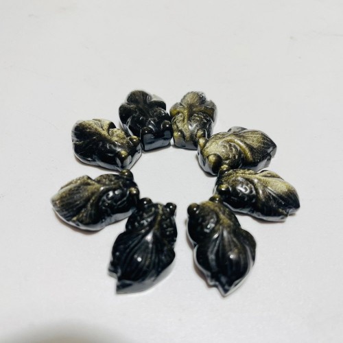 Mini Gold Sheen Obsidian Goldfish Carving Wholesale