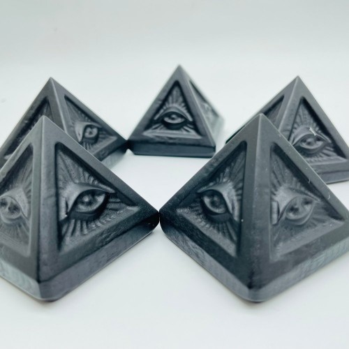 Black Obsidian Devil's Eye Pyramid Carving Wholesale