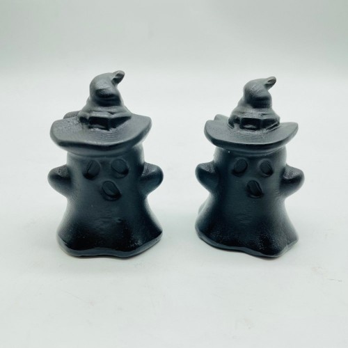 Black Obsidian Ghost With Wizard Hat Carving Wholesale