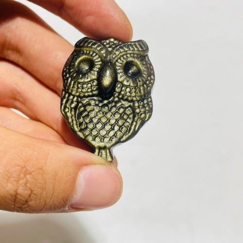 Gold Sheen Obsidian Owl Carving Wholesale