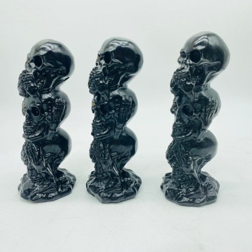 Obsidian Three Wise Monkeys Skull Wholesale