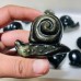 12 Pieces Gold Sheen Obsidian Snails Carving