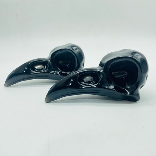 Large Obsidian Crow Skull Carving Wholesale