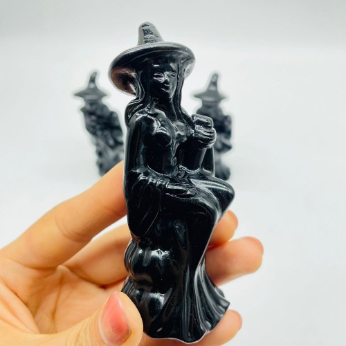 Obsidian Witch Ride Broom Carving Wholesale