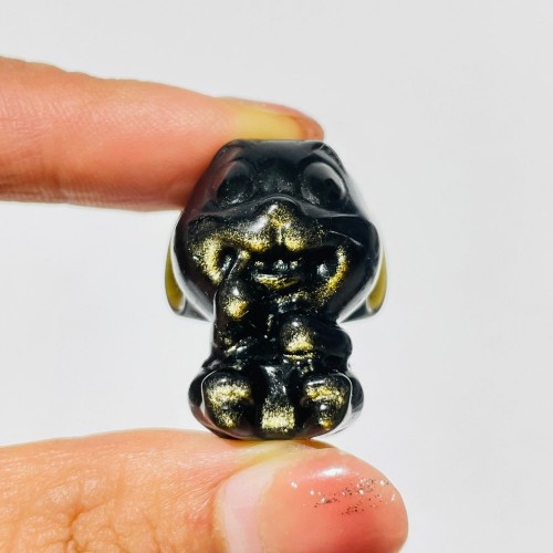 Gold Sheen Obsidian Carving Mickey Mouse Wholesale