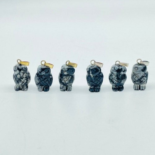 Mini Snowflake Obsidian Owl Pendant Wholesale