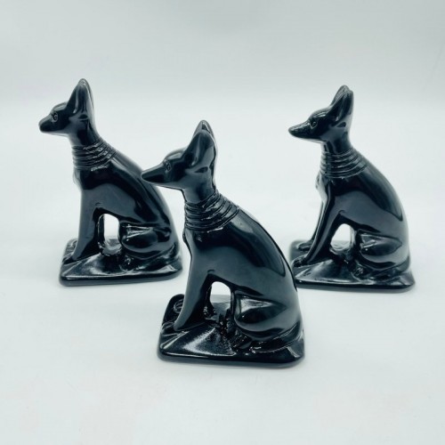 Black Obsidian Egyptian Anubis Dog Carving Wholesale