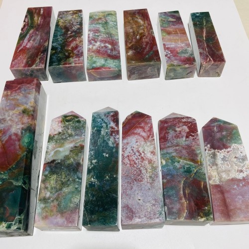 12 Pieces High Quality Ocean Jasper Four-Sided Tower Points