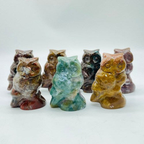 Ocean Jasper Owl Carving Wholesale