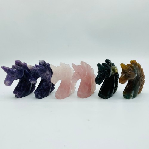 3 Types Unicorn Rose Quartz & Lepidolite Carving Wholesale