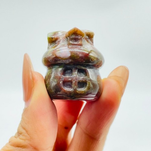 Mini Ocean Jasper Mushroom House Carving Wholesale