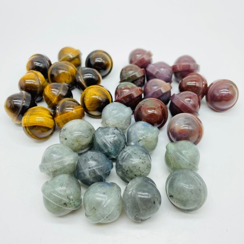 3 Types UFO Universe Shape Sphere Carving Wholesale Ocean Jasper Labradorite Tiger Eye